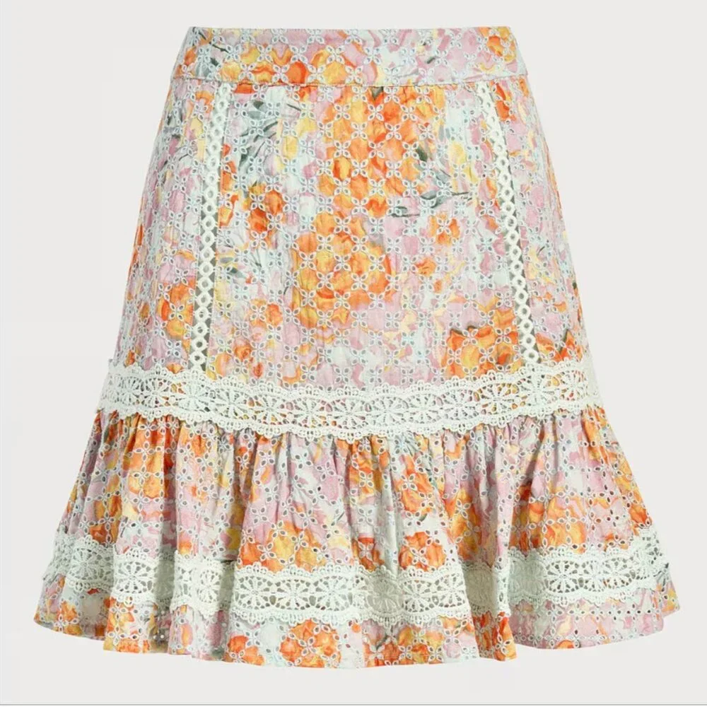 NWT Sam Edelman  Courtney Mini Skirt COLOR:  Pastel Blue Rose